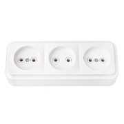 купить Розетка 3-ая ПРАЛЕСКА РА16-263 ОУ белая 16А 250В Светоприбор Беларусь накладные