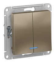 купить Выключатель 2 клавишный с подсветкой AtlasDesign Шампань SE ATN000553 AtlasDesign