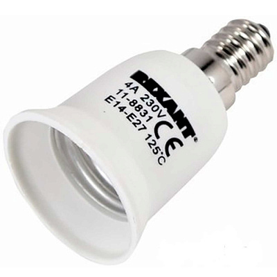 Патрон переходник E14-E27 белый купить Патроны