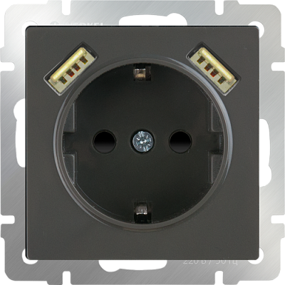 Розетка з/к со шторками и USB Werkel WL07-SKGS-USBx2 серо коричневый купить Werkel