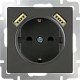 Розетка з/к со шторками и USB Werkel WL07-SKGS-USBx2 серо коричневый купить Werkel