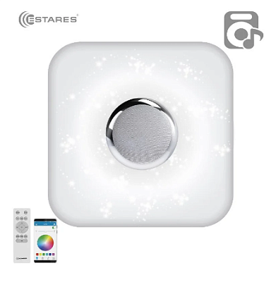 Люстра музыкальная Bluetooth, пульт Estares Music RGB 80W S-APP-430 WHITE/CHROME до 18 кв.м купить Светодиодные люстры