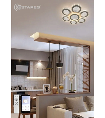 Люстра светодиодная Estares FUNDO DOUBLE 120W 7R-APP-500X60-WHITE/ICE (до 25 кв.м) купить Светодиодные люстры