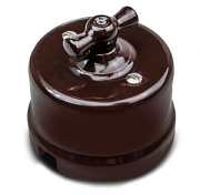 купить Выключатель 2кл керамика коричневый Бирони В1-202-02 БИРОНИ накладные