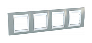 купить Рамка 4 поста Unica Хамелеон Серый Белый MGU6.008.865 Unica Camelion Рамки