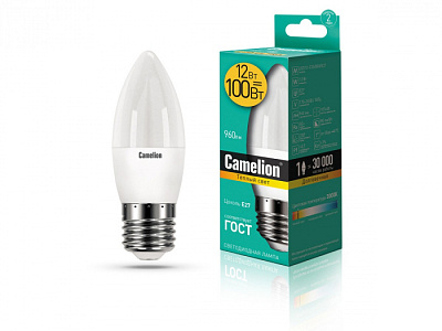 Лампа Camelion LED12-C35/830/E27 свеча купить Светодиодные