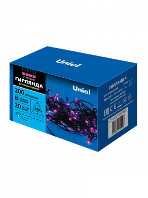 Гирлянда - нить ULD-S2000-200/DGA 200LED розовый 20м,8реж UNIEL купить Гирлянды