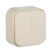 купить Выключатель 2-клавишный 10А Legrand Quteo 782232 Бежевый Legrand QUTEO/PLEXO накладные