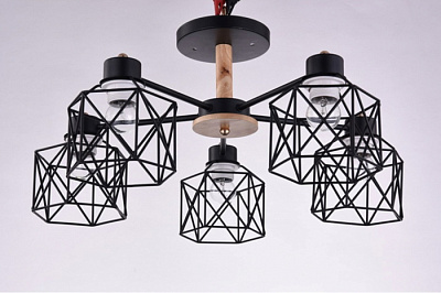 Люстра ламповая LINVEL LV 9179/5 Балтимор чёрный/коричневый E27 40W *5  купить Ламповые люстры