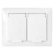 купить Розетка 2 местная СУ в один стакан з/к с крышкой IP44 СВЕТОПРИБОР РС16-400 Беларусь накладные