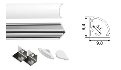 Профиль для с/д ленты Geniled угловой 10*10*2000 М12 с загл.и рассеив.12385_ch  (2м) купить Профиль