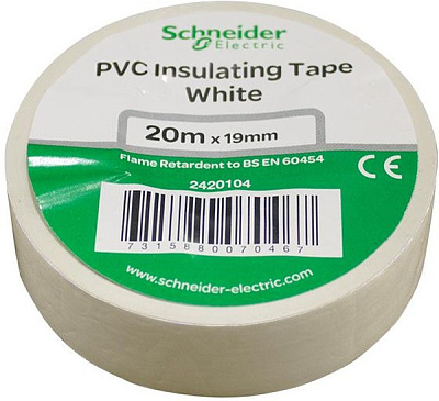 Изолента Schneider Electric ПВХ 19*20м белая 469214 купить Комплектующие