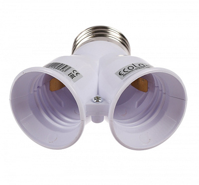 Патрон переходник E27-2*E27 Ecola белый/черный A7T27 купить Патроны