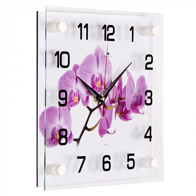 Часы настенные 21век 2525-1069  Орхидея (часовой завод Рубин) купить Часы