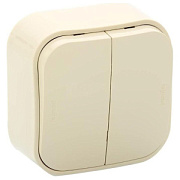 купить Переключатель 2-клавишный Legrand Quteo Беж. 10А 782236 Legrand QUTEO/PLEXO накладные
