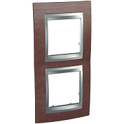 купить Рамка 2 постовая вертикальная Unica Top MGU66.004V.0M4 Табак Алюминий Unica Top Алюминий-металлик Рамки натуральное дерево