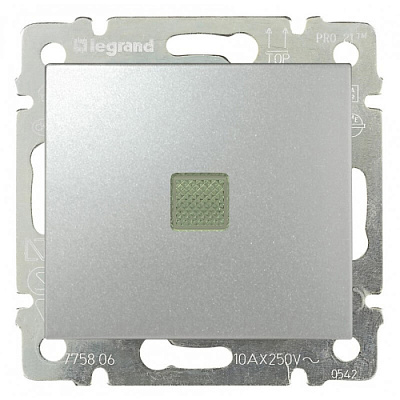 Переключатель 1 клавишный с подсветкой Legrand Valena Алюминий 770126 купить Legrand Valena