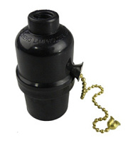 купить Патрон Е27 подвесной с выключателем на цепочке карболит черный Патроны