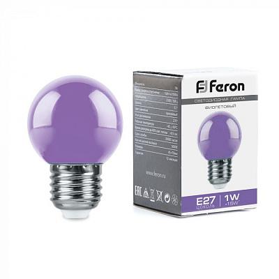 Лампа светодиодная Feron LB-37 G45 5Led 1W E27 230V фиолетовый купить Цветные