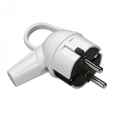 Вилка Makel угловая белая с кольцом 16А купить Вилки, Колодки