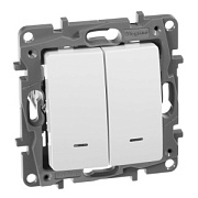 купить Переключатель 2 клавишный с подсветкой Legrand Etika 672216 Белый Legrand Etika