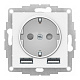 Розетка с заземлением + USB 2 порта AtlasDesign Белый SE ATN000130 купить AtlasDesing
