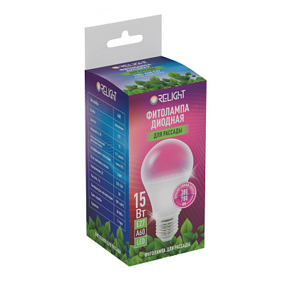 Фитолампа Relight A60 E27 15W RF6027-15RB купить Для растений, животных