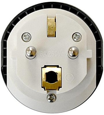Адаптер-переходник 16A 250V з/к, белый/серый плоский 2229  купить Разветвители, Переходники