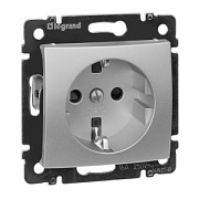 купить Розетка с/з с защитными шторками Legrand Valena Алюминий 770121  Legrand Valena