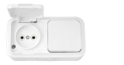 купить Блок 1-кл. выкл. + розетка IP54 ПРАЛЕСКА ОУ В-РЦ-653 белый IP44 - IP56