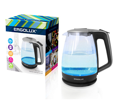Чайник Ergolux ELX-KG01-C42 серебристый/черный купить Бытовая техника