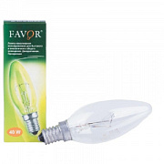 купить Лампа свеча прозрачная Favor Е14 40Вт Россия Накаливания 12V/24V/36V/220V