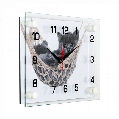Часы настенные 21Век 2026-1121 "Котенок в гамаке" купить Часы