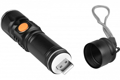 Фонарь ручной Focusray zoom 955 акк-р 18650 1200mAh CREE XML T6 LED 10W металл чёрный 3 режима купить Фонари