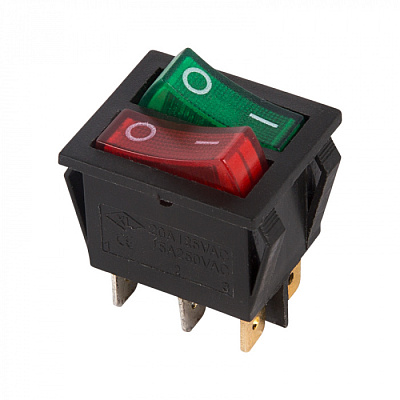 Выключатель Rexant вкл-выкл 15А подсветка двойной красный/зеленый 36-2450 купить Комплектующие