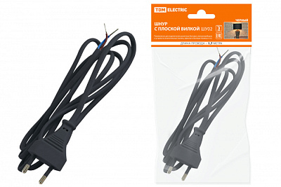 Шнур для бра TDM SQ1305-0012 6А 1,7м 2*0,75 чёрный купить Шнуры