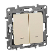 купить Выключатель 2 клавишный с подсветкой Legrand Etika 672304 Крем Legrand Etika