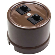 купить Розетка 2-я RG-45 Бирони B1-302-22 коричневый пластик БИРОНИ пластик