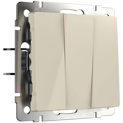 Выключатель 3 клавишный Werkel W1130003 (WL03-SW-3G) слоновая кость купить Werkel