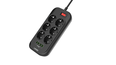 Сетевой фильтр LDNIO SE6403 4гн+USBx4(3.4A 17W) 2m 2500Вт черный купить Сетевые фильтры