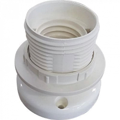 Патрон Е27 накладной с прижимным кольцом пластик белый купить Патроны