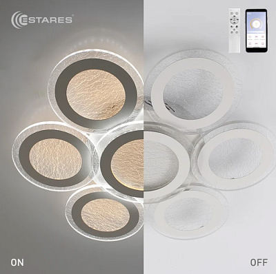 Люстра светодиодная Estares FUNDO DOUBLE 120W 7R-APP-500X60-WHITE/ICE (до 25 кв.м) купить Светодиодные люстры