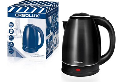 Чайник Ergolux ELX-KS05-C02 черный 1,8л, 1500-2300Вт, LED-подсветка купить Бытовая техника