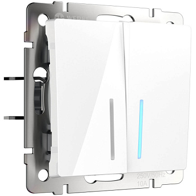 Переключатель 2 клавишный с подсветкой Werkel WL01-SW-2G-2W-LED белый купить Werkel