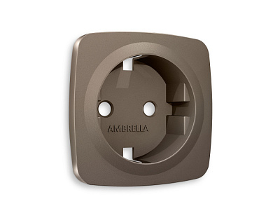 Лицевая панель розетки с з/к Ambrella Volt темная бронза матов Omega OP6360 купить Ambrella Volt