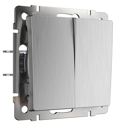 Переключатель 2 клавишный Werkel WL09-SW-2G-2W серебро рифленый W1122009  купить Werkel