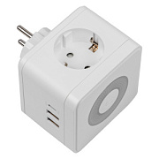 купить Разветвитель UNIEL S-GES2-16SBUC WHITE 16A з/к 2гн+2USB+1TYPE C+ночник Разветвители, Переходники