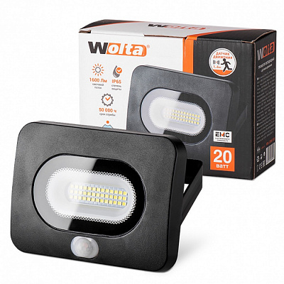 Прожектор WOLTA WFL-20W/05s светодиодный датчик движения 20W 5500K купить Прожектора