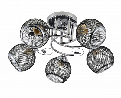 Люстра ламповая LINVEL LV 9200/5 Зара черный хром Е27 60W *5 купить Ламповые люстры