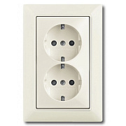 купить Розетка 2-ая с/з с защитными шторками ABB Basic Шампань ABB BJB Basic 55